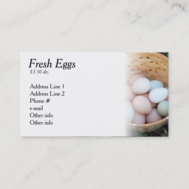 Tarjeta de visita fresca de los huevos (Anverso)