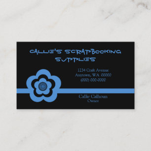 Tarjeta de visita fresca retra de la flor, azul