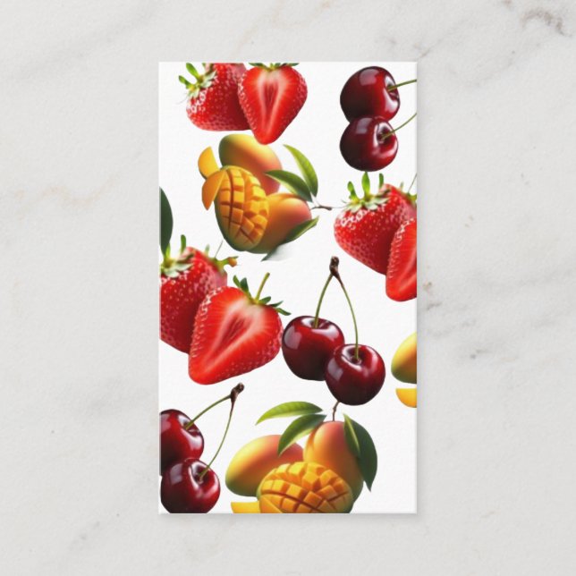 Tarjeta De Visita Fresh Fruit Pattern – Strawberry, Cherry & Mango A (Anverso)