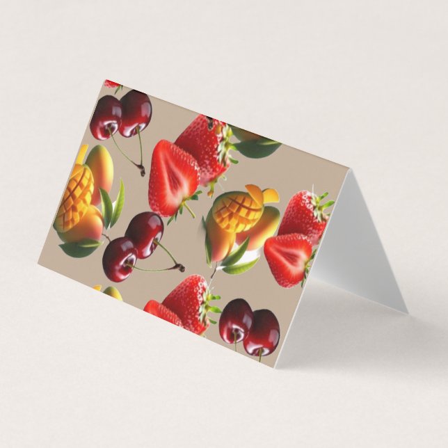 Tarjeta De Visita Fresh Fruit Pattern – Strawberry, Cherry & Mango A (Anverso)