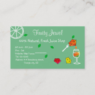 Tarjeta De Visita Fresh Juice Shop Name Card Jewel