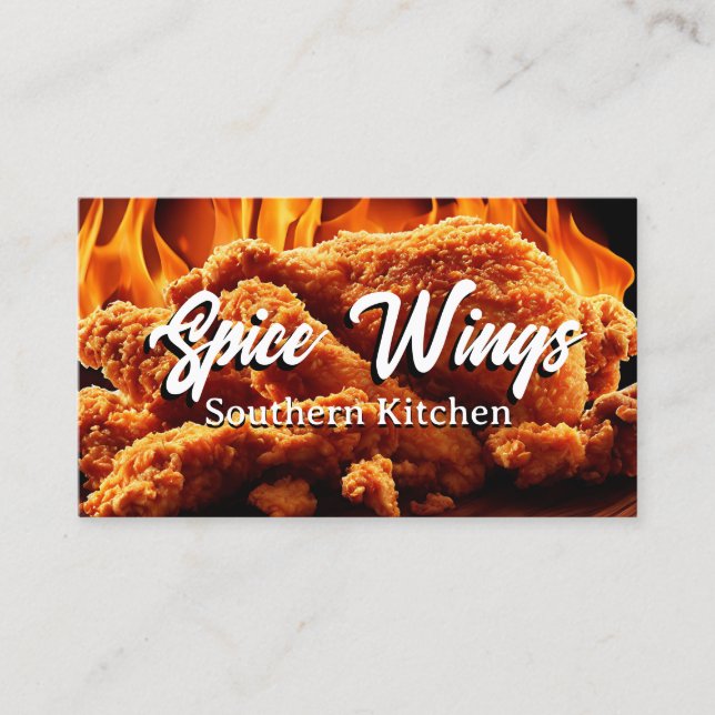Tarjeta De Visita Fried Chicken Fire Background (Anverso)