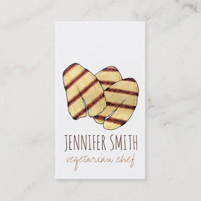 Tarjeta De Visita Fried Halloumi Grill Chef vegetariano Queso (Anverso)