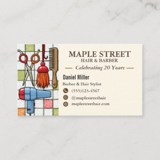 Tarjeta De Visita Friendly Barber and Hair Stylist Business Card