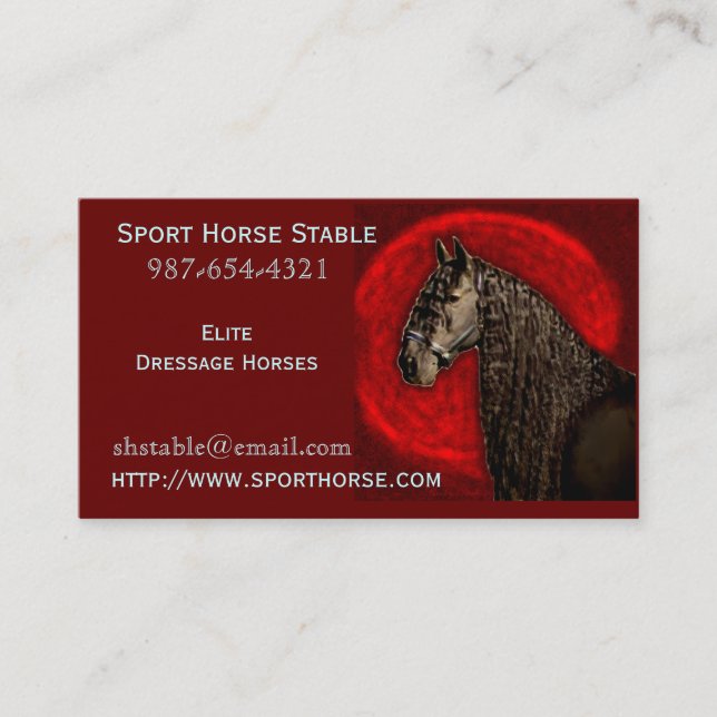 Tarjeta de visita frisia del caballo (Anverso)