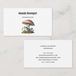 Tarjeta De Visita Frog Under a Mushroom Cute Nature