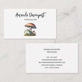 Tarjeta De Visita Frog Under a Mushroom Cute Nature