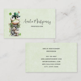 Tarjeta De Visita Frog with Green Hat and Shamrock Cute