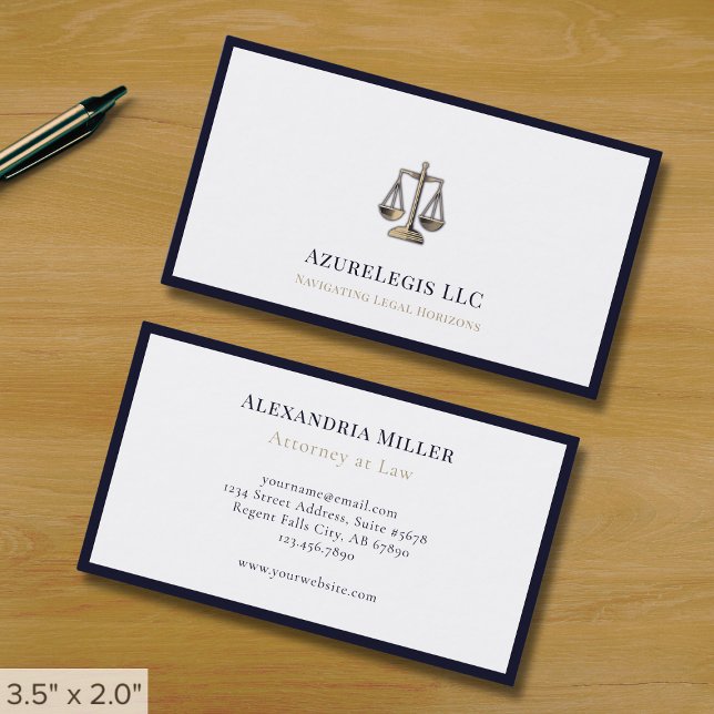 Tarjeta De Visita Frontera azul de la Marina de Justicia Profesional (Subido por el creador)