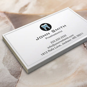 Tarjeta De Visita Frontera blanca llana dental de Prosthodontist