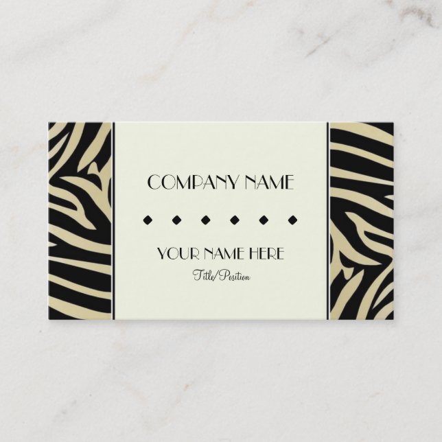 Tarjeta De Visita Frontera del estampado de zebra (Anverso)