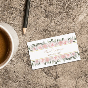 Tarjeta De Visita Frontera floral de los rosas rosados versátiles