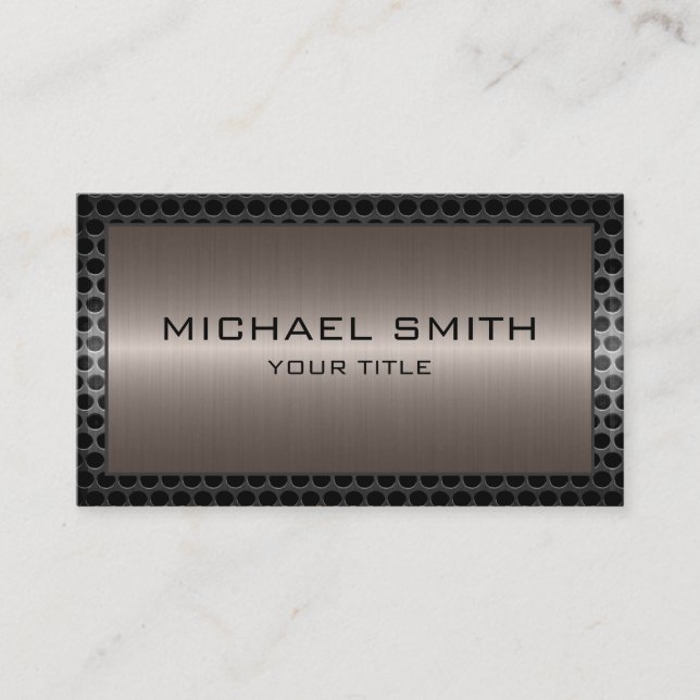 Tarjeta De Visita Frontera metalizado metálica de bronce elegante (Anverso)