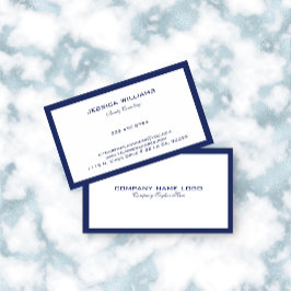 Tarjeta De Visita Frontera Mínimo Naval-Azul En Blanco