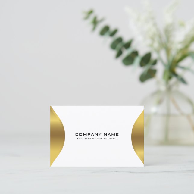 Tarjeta De Visita Frontera moderna de oro sobre blanco (Anverso de pie)