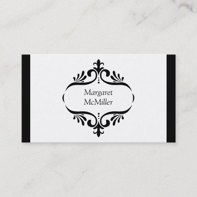 Tarjeta De Visita Frontera negra elegante simple del pétalo de la (Anverso)