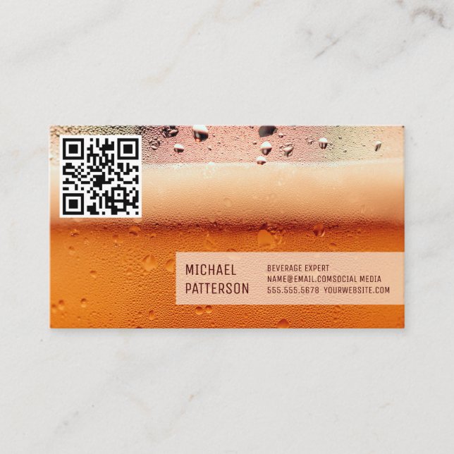 Tarjeta De Visita Frosty Beer Mug | Restaurador | Código QR (Anverso)