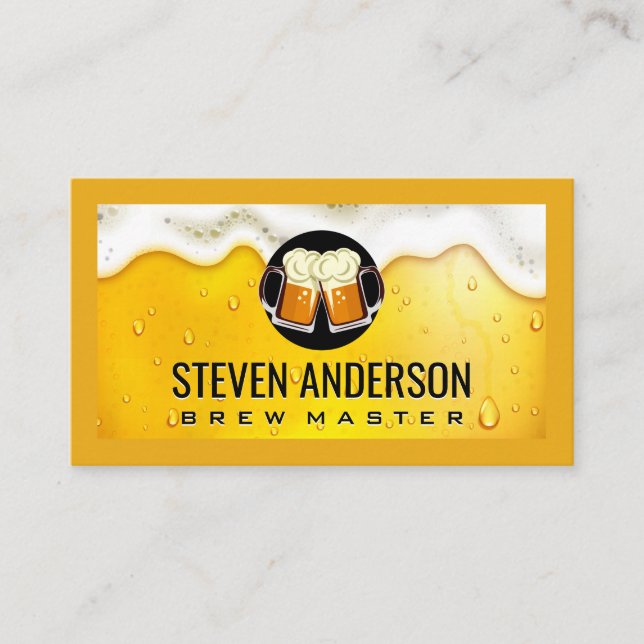 Tarjeta De Visita Frothy Mugs Clanking | Restaurante (Anverso)