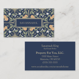 Tarjeta De Visita Fruit and Flowers Midnight Blue 