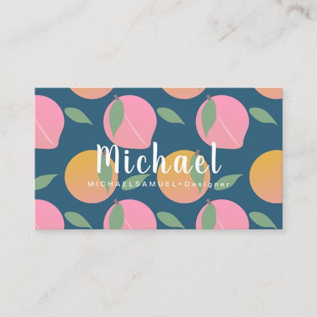 Tarjeta De Visita Fruity Peach Naranja Interior Hair Salon Designer (Anverso)