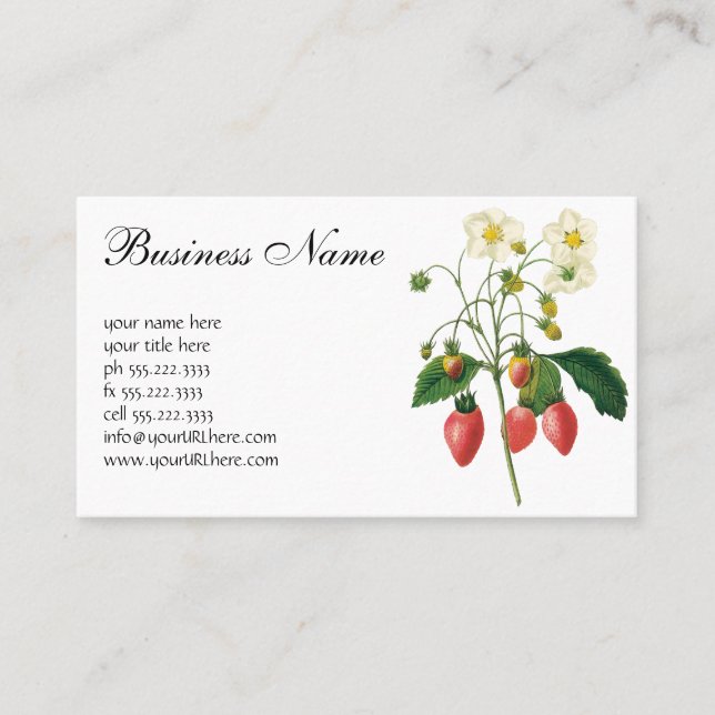 Tarjeta De Visita Fruta de época Berries Alimentos Fresas de Redoute (Anverso)