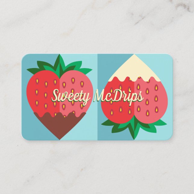 Tarjeta De Visita fruta de fresa cubierta de chocolate blanco y negr (Anverso)