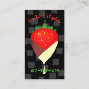 Tarjeta De Visita fruta de fresa cubierta de chocolate tuxedo