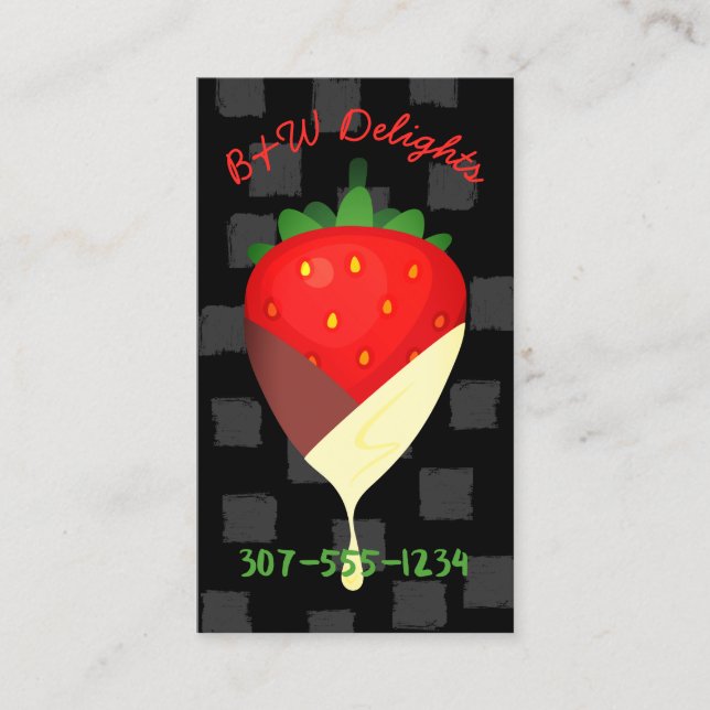 Tarjeta De Visita fruta de fresa cubierta de chocolate tuxedo (Anverso)