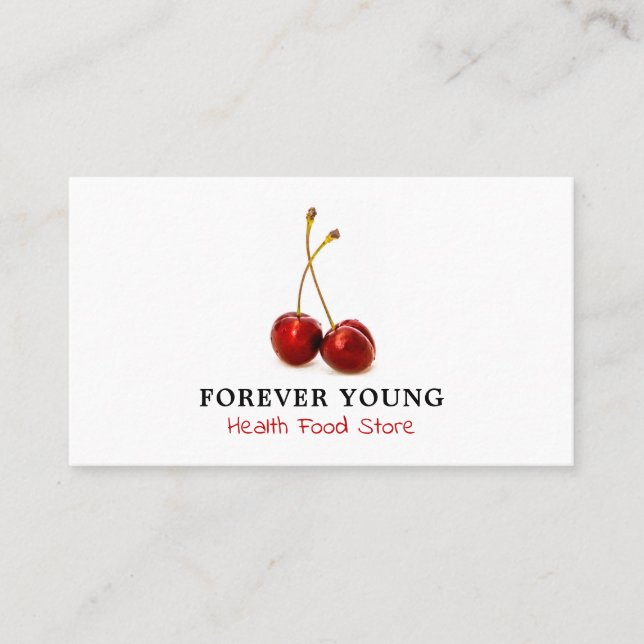 Tarjeta De Visita Fruta del cerezo, tienda de alimentos para la salu (Anverso)