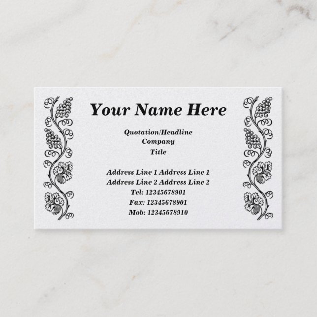 Tarjeta De Visita Fruta del vino (Anverso)