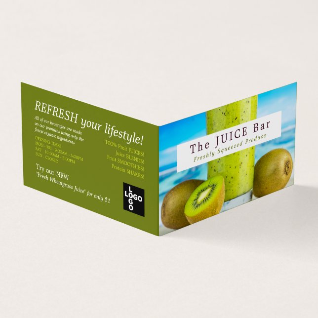 Tarjeta De Visita Fruta Kiwi, barra de zumos, detalle (Exterior)