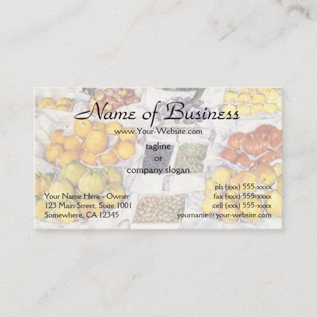 Tarjeta De Visita Fruta mostrada en un stand de Gustave Caillebotte (Anverso)