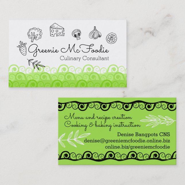 Tarjeta De Visita Fruta vegetal saludable chef nutricionista (Anverso / Reverso)