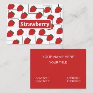 Tarjeta De Visita Frutas de Fresa Roja con Rayas de Chevron