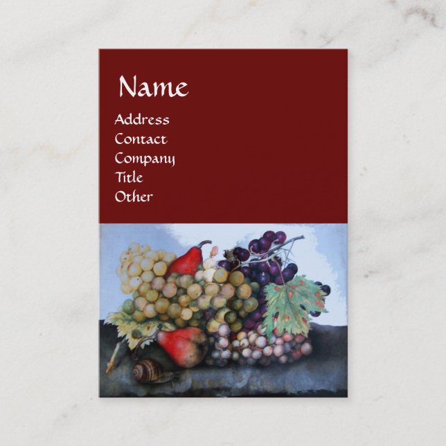 TARJETA DE VISITA FRUTAS DE TEMPORADA 1 - GRAPAS Y PERLAS (Anverso)