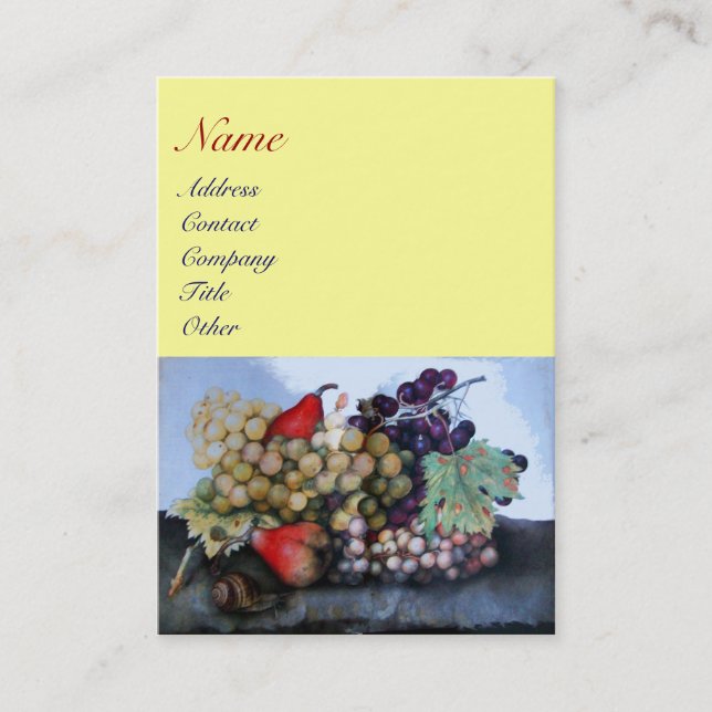 TARJETA DE VISITA FRUTAS DE TEMPORADA 1 - GRAPAS Y PERLAS (Anverso)