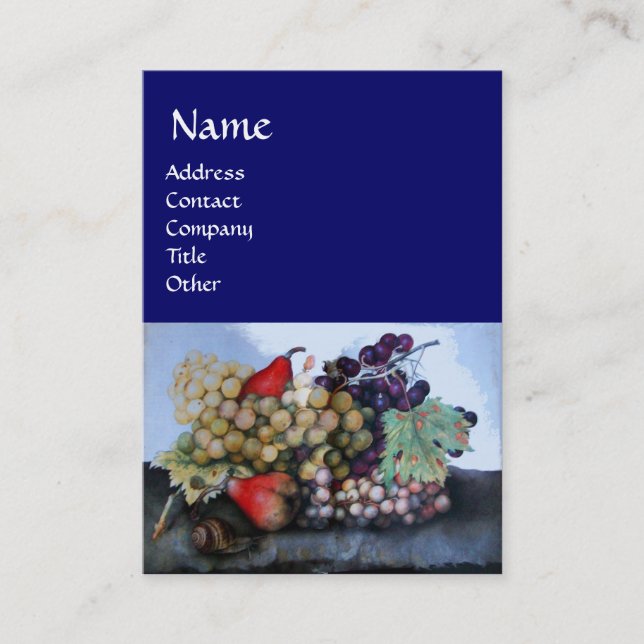 TARJETA DE VISITA FRUTAS DE TEMPORADA 1 - GRAPAS Y PERLAS (Anverso)