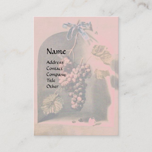 Tarjeta De Visita FRUTAS DE TEMPORADA - PROSPERIDAD, rojo rosado (Anverso)