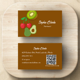 Tarjeta De Visita Frutas modernas Código QR nutricionista de tono só