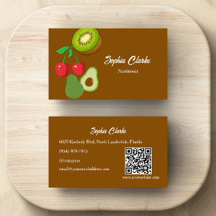 Tarjeta De Visita Frutas modernas Código QR nutricionista de tono só