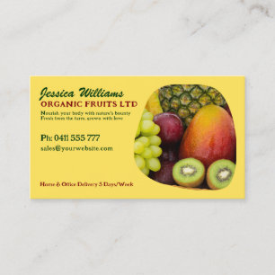 Tarjeta De Visita Frutas orgánicas Diseño vibrante fresco con código