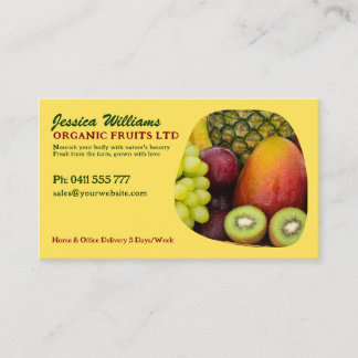 Tarjeta De Visita Frutas orgánicas Diseño vibrante fresco con código