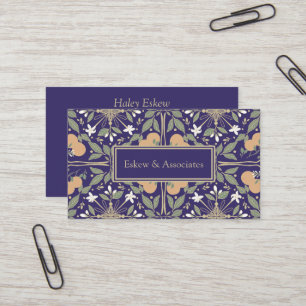 Tarjeta De Visita Frutas y Flores Elegante Púrpura