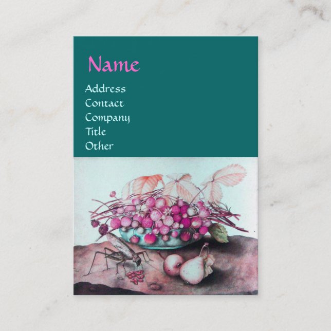 TARJETA DE VISITA FRUTAS Y FRESCOS DE TEMPORADA, PERLAS ROJAS (Anverso)