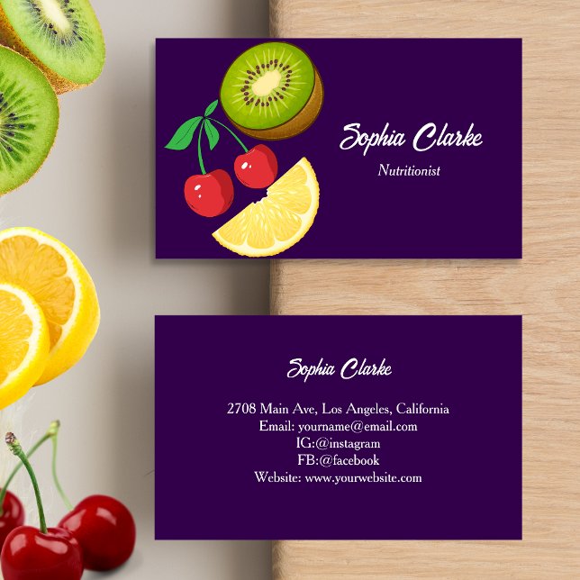 Tarjeta De Visita Frutos modernos Asistencia médica Nutricionista pú (Subido por el creador)