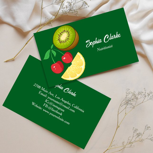 Tarjeta De Visita Frutos orgánicos modernos nutricionistas del cuida (Subido por el creador)