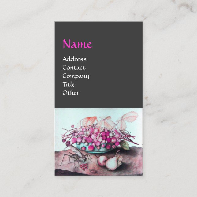 Tarjeta De Visita FRUTOS Y FRESCOS DE TEMPORADA, Gris rosa PEARS (Anverso)