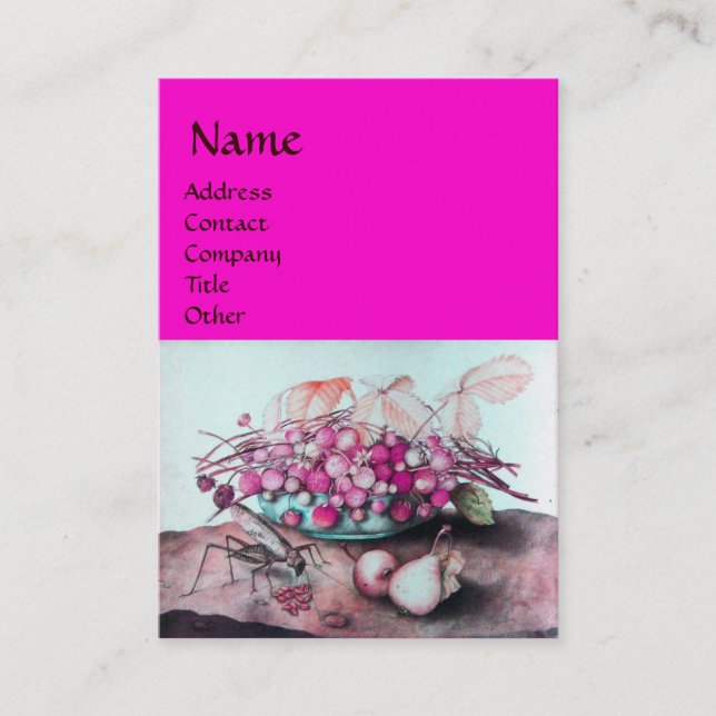 Tarjeta De Visita FRUTOS Y FRESCOS DE TEMPORADA, PEARS Fuchsia Blue (Anverso)