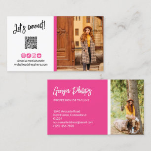 Tarjeta De Visita Fuchsia francesa Iconos de medios sociales Foto de