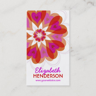 Tarjeta De Visita Fuchsia Rosa San Valentín Flor Corazón de Amor Mod